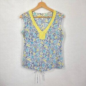 Old Navy Sleeveless Cotton Top V-Neck Crinkle Sheer Boho Coquette Summer S